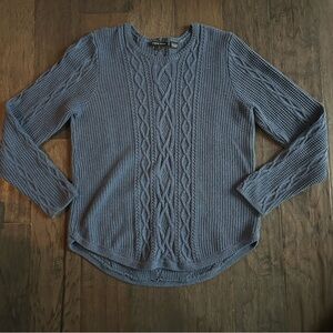 Vintage Preppy Navy Cable Knit Scoop Neck Sweater Jeanne Pierre L